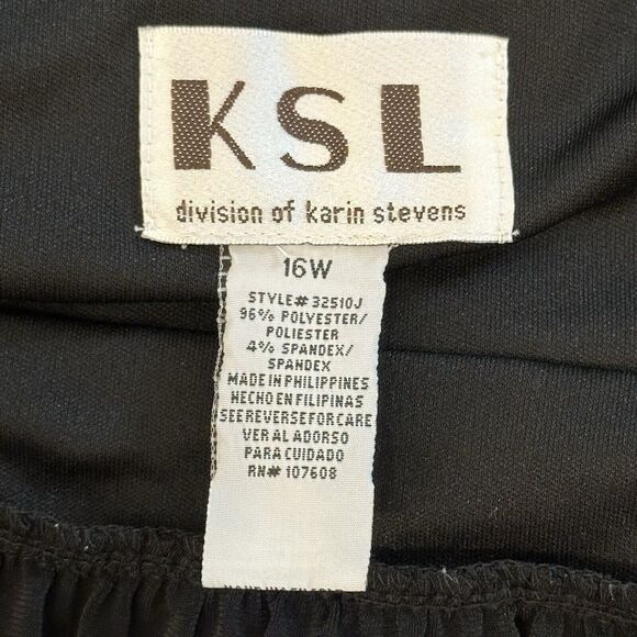 Y2k Empire Black Dress Vintage Party Karin Stevens Stretchable Plus Size 16W - Picture 9 of 11